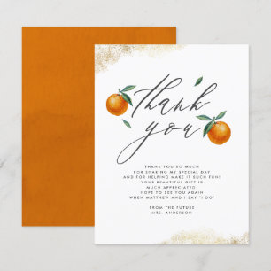 Cute Watercolor Orange Baby Shower Thank You