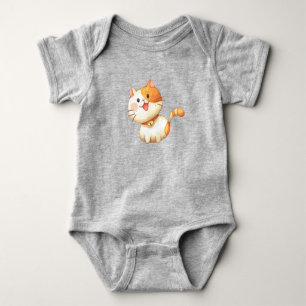 Cute Watercolor Orange Cat Kitten Pet Animal Baby Bodysuit