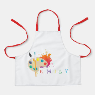 Cute Watercolor Orange Splash Palette Kids Artist Apron