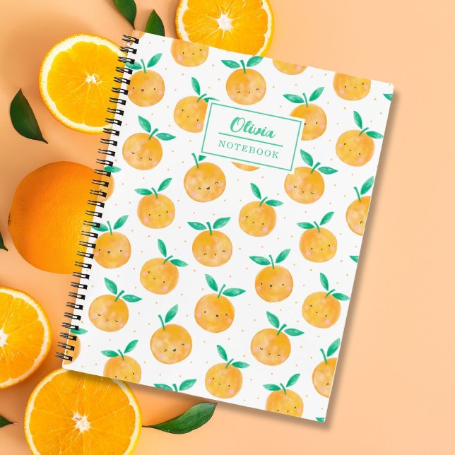 Cute Watercolor Oranges on white Notebook (Creator Uploaded)
