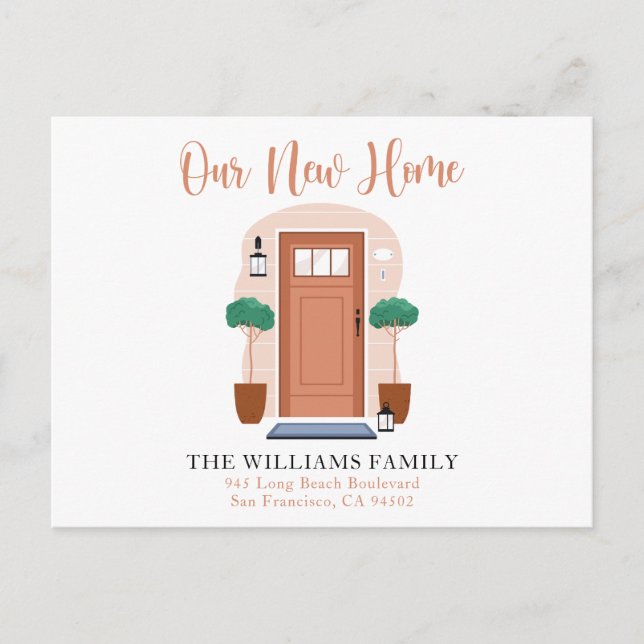 Cute Watercolor Our New Home Moving Announcement Postcard (Front)