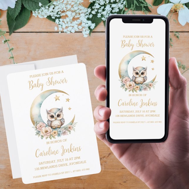 Cute Watercolor Owl Baby Shower Invitation (Available in print and digital options!)