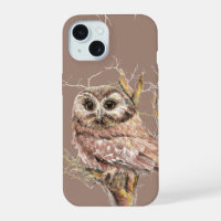 Cute Watercolor Owl Bird Wildlife Art  iPhone 14 C