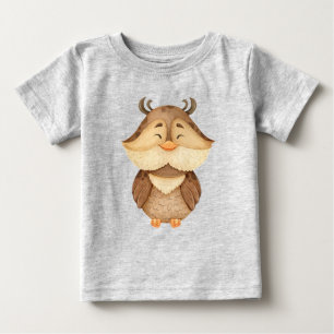 Cute Watercolor Owl Bird Wildlife Nature art Baby T-Shirt