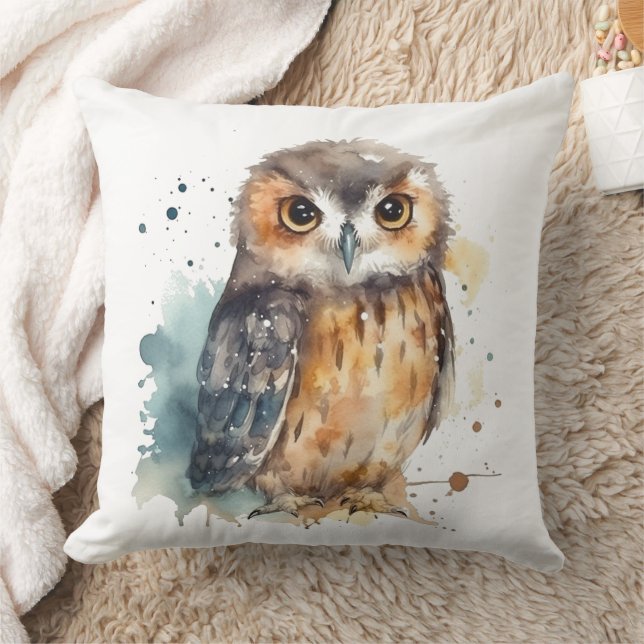 Cute Watercolor Owl Cushion (Blanket)