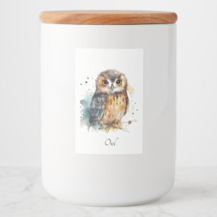 Cute Watercolor Owl, custom Food Label