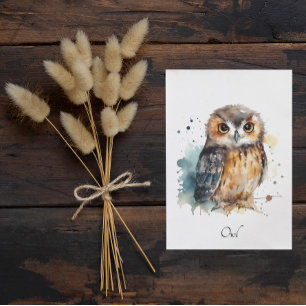 Cute Watercolor Owl, custom Invitation