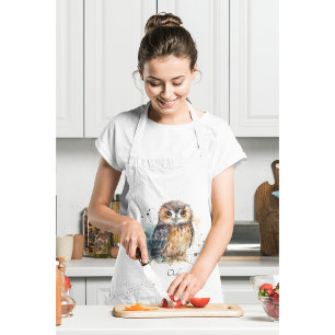 Cute Watercolor Owl, custom Standard Apron