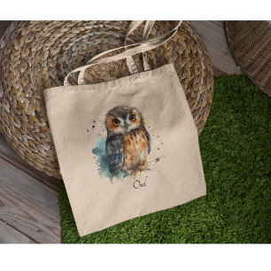 Cute Watercolor Owl, custom Tote Bag