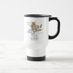 Cute Watercolor Owl for Thank you Travel Mug