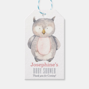 Cute Watercolor Owl Gender Neutral Baby Shower Gift Tags