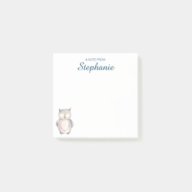 Cute Watercolor Owl Post-it Notes (Front)