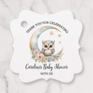 Cute Watercolor Owl Thank You Baby Shower Favour Tags