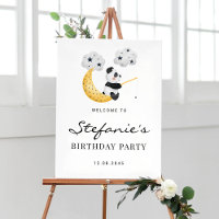 Cute Watercolor Panda Birthday Party Welcome