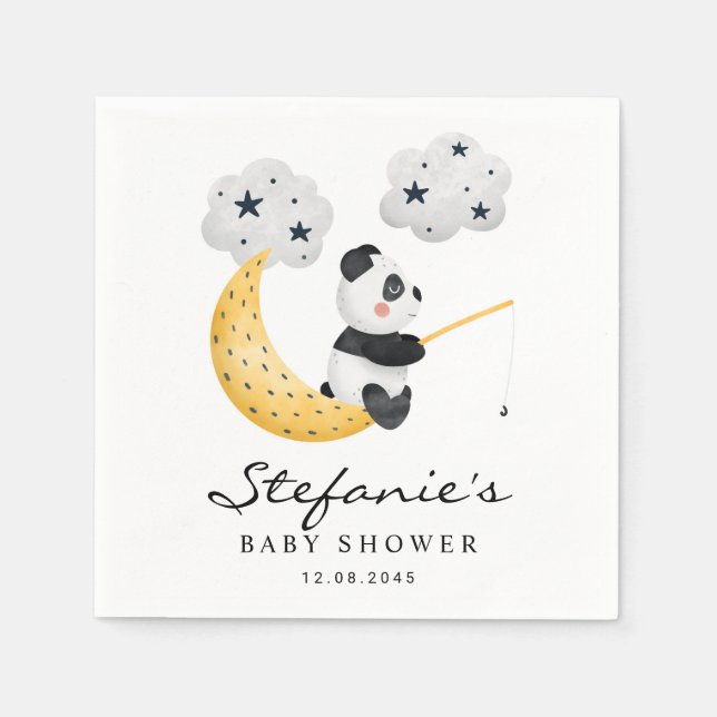 Cute Watercolor Panda Twinkle Twinkle Baby Shower Napkin (Front)