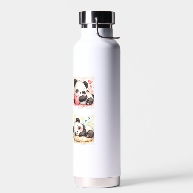 Cute Watercolor Panda Water Bottle (Left)