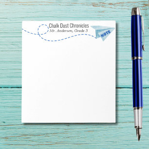 Cute watercolor Paper Aeroplane with Note,Custom Notepad