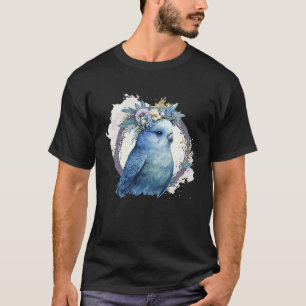 Cute Watercolor Parakeet Budgie Bird Flower Crown  T-Shirt