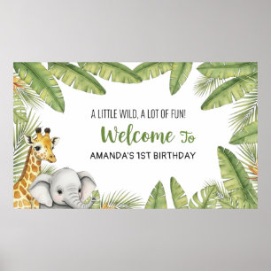 Cute Watercolor Party Animals Birthday Poster