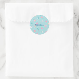 Cute Watercolor Party Hats Turquoise Birthday Classic Round Sticker