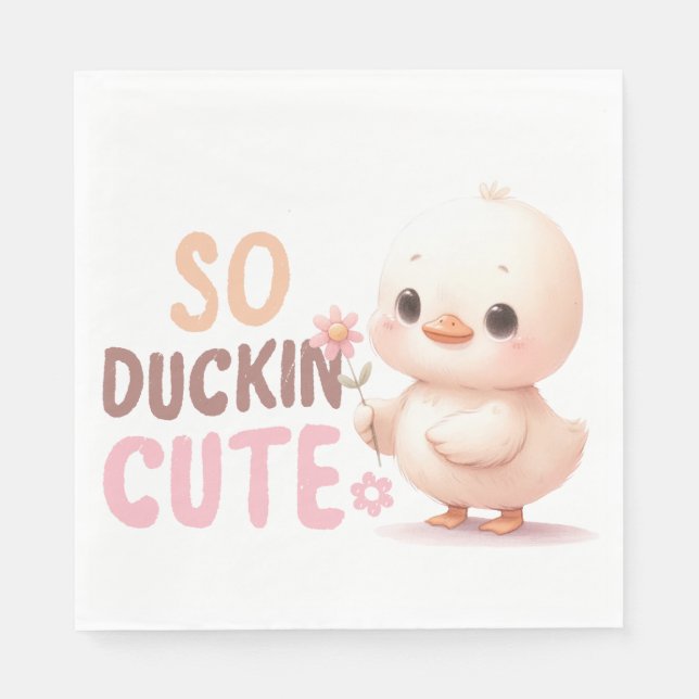 CUTE WATERCOLOR PASTEL BABY CHICK NAPKIN (Front)