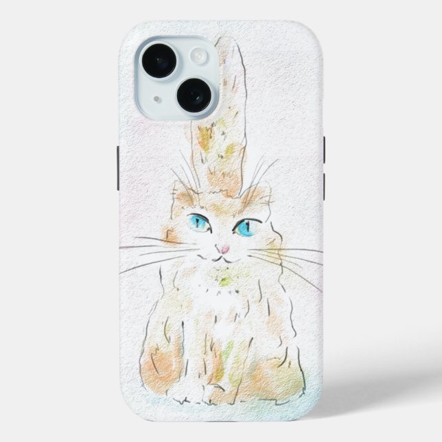 Cute Watercolor Pastel Cat Case-Mate iPhone Case (Back)