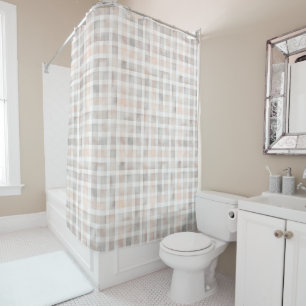 Cute Watercolor Pastel Checkered Pattern Kid's Shower Curtain