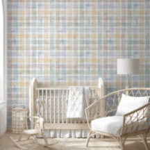 Cute Watercolor Pastel Chequered Pattern Nursery