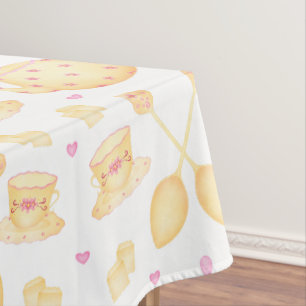 Cute Watercolor Pastel Pink Tea Party Tablecloth