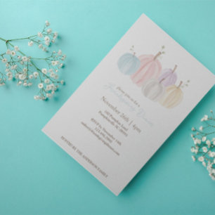 Cute Watercolor Pastel Pumpkins Thanksgiving Invitation