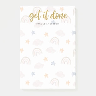 Cute Watercolor Pastel Rainbow Cloud Stars Post-it Notes