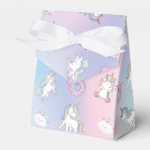 Cute Watercolor pastel Unicorns Rainbow Doughnut F Favour Box