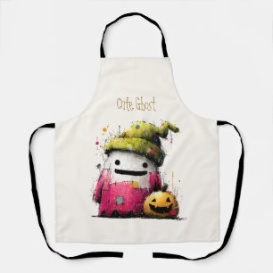 Cute Watercolor Patchwork Ghost Hallow Apron