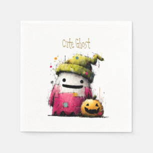 Cute Watercolor Patchwork Ghost Hallow Napkin