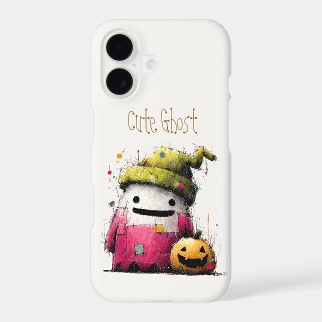 Cute Watercolor Patchwork Ghost Halloween (Back)