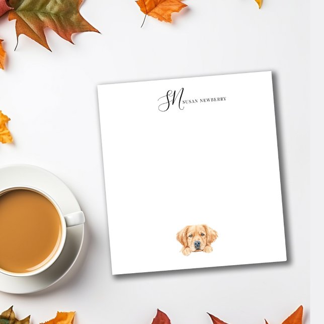 Cute Watercolor Peeking Golden Personalised Notepad (Creator Uploaded)