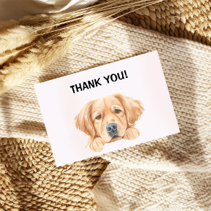 Cute Watercolor Peeking Golden Personalized Thank You Card