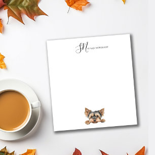 Cute Watercolor Peeking Yorkie Personalised Notepad