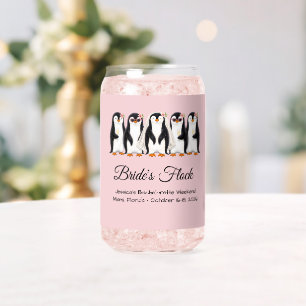 Cute Watercolor Penguin Bachelorette Party  Can Glass
