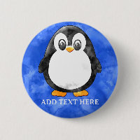 Cute Watercolor Penguin Blue 