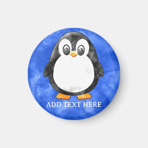 Cute Watercolor Penguin Blue  Magnet