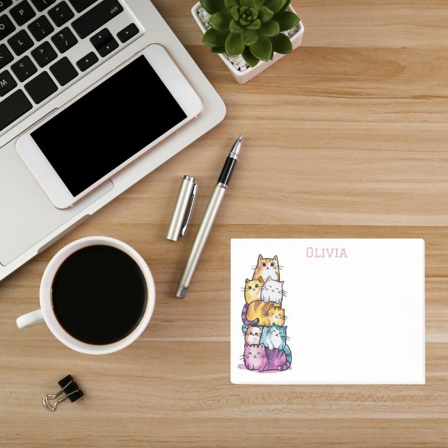 Cute Watercolor Personalised Cat Lovers Fun Post-it Notes (Creator Uploaded)