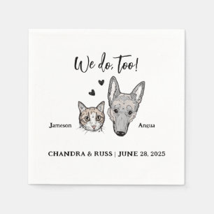Cute Watercolor Pet Dog Cat Wedding Napkins