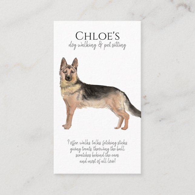 Cute Watercolor Pet Sitter Dog Walker Business Card (Front)