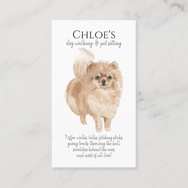 Cute Watercolor Pet Sitter Dog Walker Business Card (Front)