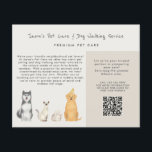 Cute Watercolor  Pet Sitter Dog Walker Business Flyer<br><div class="desc">Cute Watercolor Pet Sitter Dog Walker Business Flyer</div>
