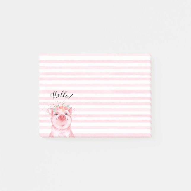 Cute Watercolor Pig Post-it Notes (Front)