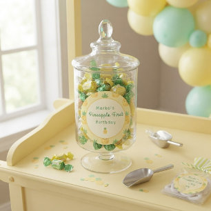Cute Watercolor Pineapple 1st Birthday Classic Round Sticker