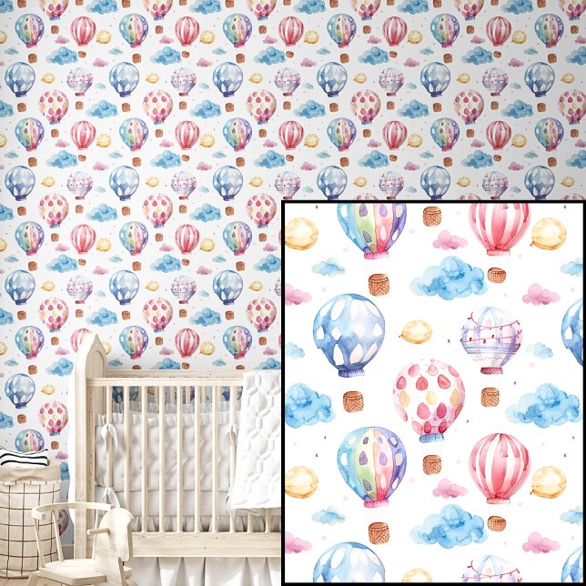 Cute Watercolor Pink & Blue Hot Air Balloons   Wallpaper (Creator Uploaded)