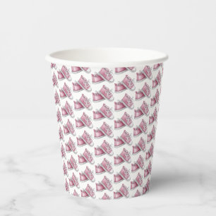 Cute Watercolor Pink Booties Pattern It's a Girl Paper Cups